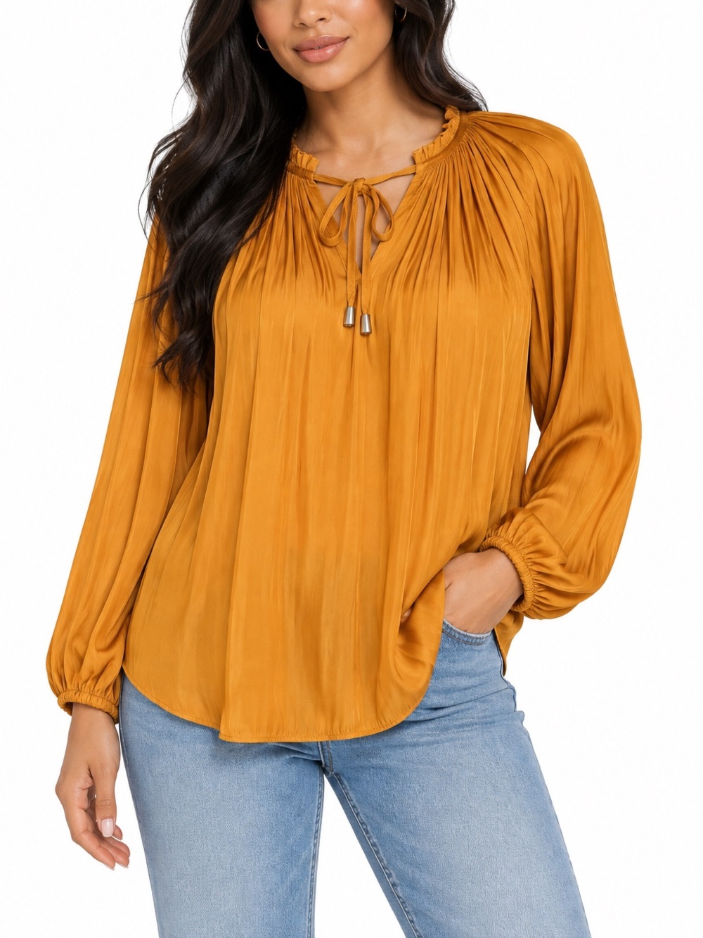 RACHEL Rachel Roy Rust Long Sleeve Blouse size medium